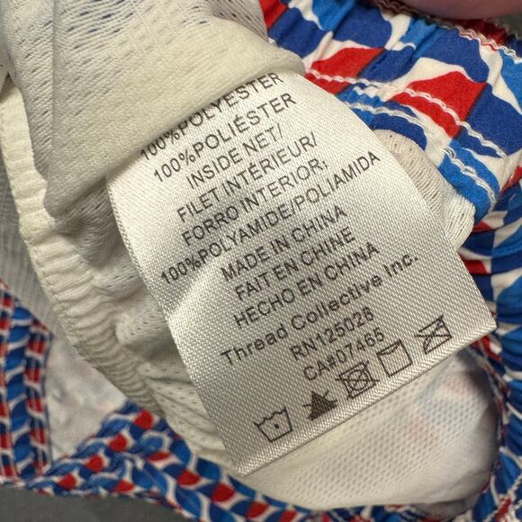 Psycho Bunny Swim Trunks Mens XXL Blue Red Mesh Lined Beach Coastal + Pockets - Picture 9 of 12